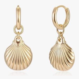 Gold Shell Hoop Earrings
